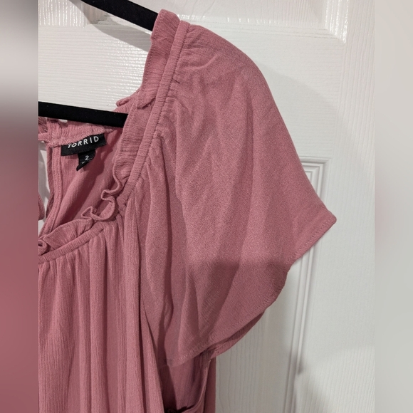 Torrid Pink Babydoll Washable Gauze Short Sleeve Top in Size 2 (18/20) - Picture 5 of 10